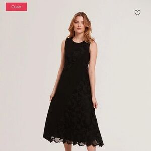 Ted Baker Black Sleeveless Midi Dress with Lace Panels
